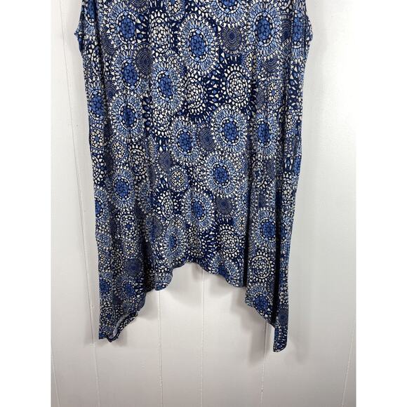 Catherines Plus Blue Medallion Lighthouse Point Blouse Popover Easy care Size 2X - Picture 2 of 6